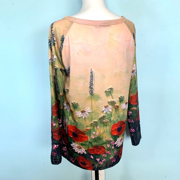 Mislook Poppy Floral Long Sleeve Top Size Small - Picture 5 of 7